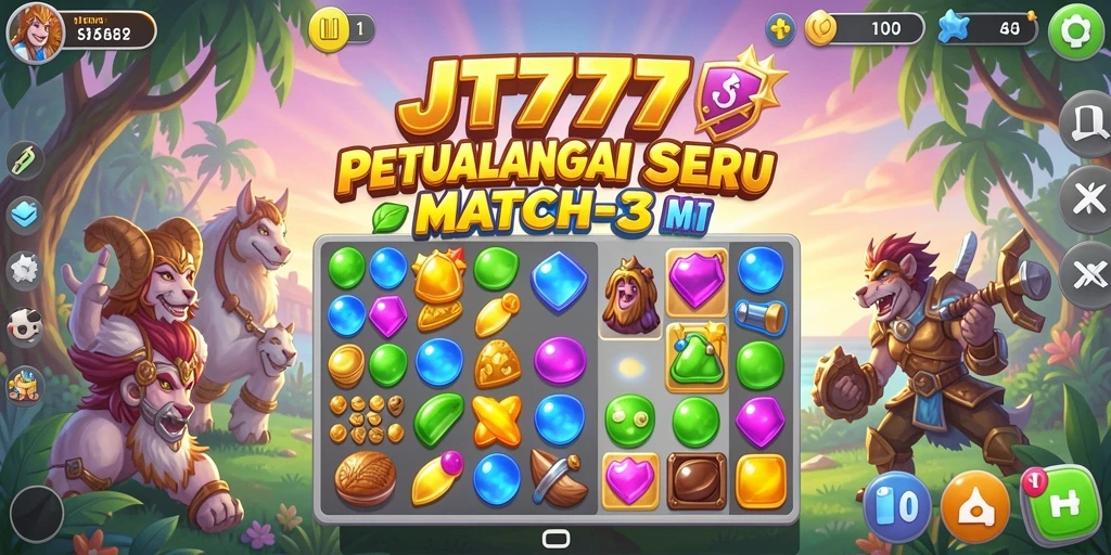 Screenshot gameplay JT777 menampilkan momen mencocokkan ikon yang menegangkan.