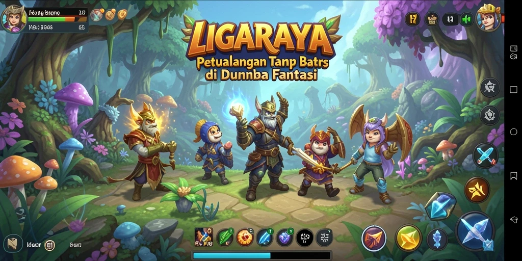Screenshot gameplay LIGARAYA menunjukkan petualangan seru dalam dunia fantasi.