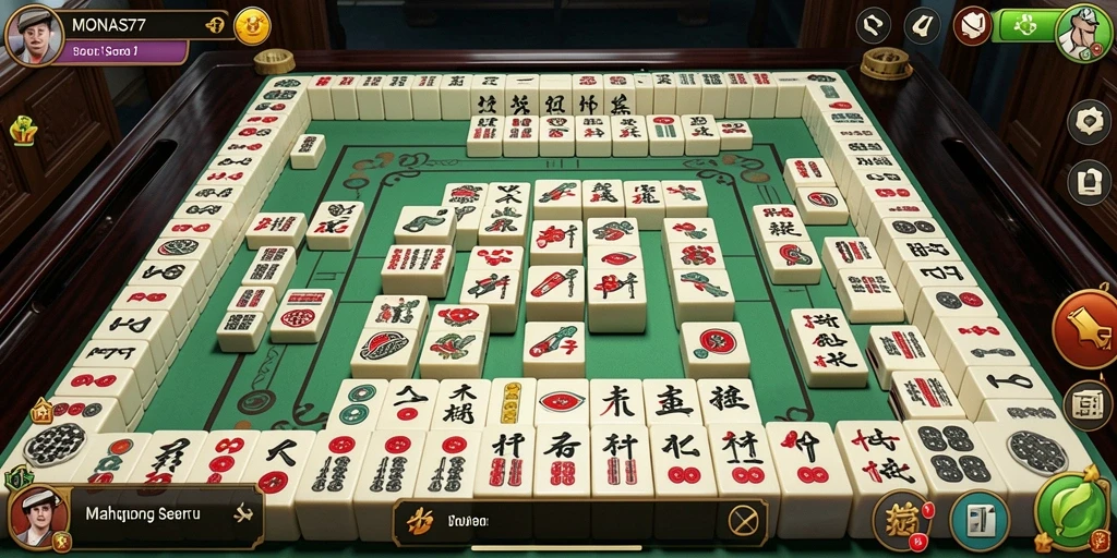 Screenshot MONAS77 menampilkan aksi permainan Mahjong yang seru dan penuh strategi.
